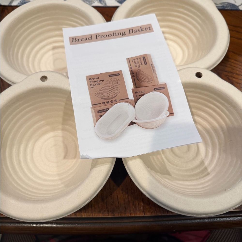 Grandtobuy Set of 4 Round Bread Proofing Baskets - Natural Cream New